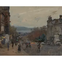 Peter Brown, DOWN FREDERICK STREET TO THE FIRTH OF FORTH, 2009, oil on board