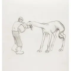 Charles Avery, UNTITLED (MAN FEEDING AN UNRIDEABLE), 2006, pencil