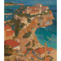Joan Gillespie, RED ROOFS, MONACO, oil on canvas