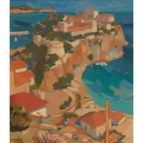 Joan Gillespie, RED ROOFS, MONACO, oil on canvas