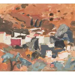 Sheila Macnab MacMillan, MEDITERRANEAN HILLTOP TOWN, Oil on board