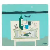 Simon Laurie, LOCHSIDE SUPPER, acrylic and collage on board