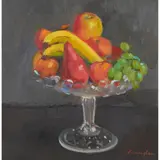 John Cunningham, COMPOTIER OF FRUIT, oil on board