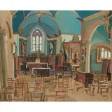 Alexander Goudie, CHAPEL INTERIOR, watercolour and gouache