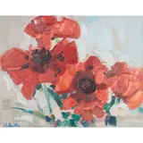 James Fullarton, STUDY OF POPPIES, oil on canvas board