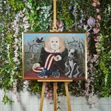 John Byrne, CHILD WITH SPOTTED DOG, oil on canvas