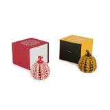 PUMPKINS (YELLOW/BLACK AND RED/WHITE) by Yayoi Kusama, The set of two cast resin multiples, 2016, each stamped with the artist's name on the underside, in original boxes, sold Jan 2024