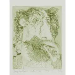 John Byrne, SELF-PORTRAIT WITH PIPE, Etching, 13/20