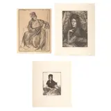 Gerald Brockhurst, THREE ETCHINGS: LA BASQUAISE; GENEVIEVE; BY THE BIDASSOA, Etching