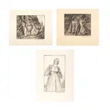Gerald Brockhurst, THREE ETCHINGS: IN THE WOODS; THE THREE SISTERS; NOEMIE, Etching