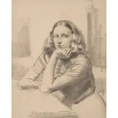 Gerald Brockhurst, MEDITATION, conté and charcoal