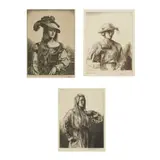 Gerald Brockhurst, THREE PRINTS: ALMINA -1924; LE CASAQUIN DE LAINE; THE BLACK SILK DRESS, Etching