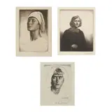 Gerald Brockhurst, THREE ETCHINGS: THE BLACK CLOAK (MRS PAUL MELLON) - 1943; PHEMIE; AGLAIA, Etching