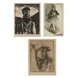 Gerald Brockhurst, THREE PRINTS: THE DANCER - 1925; BY THE WINDOW; A MOUNTAIN MAN, Etching
