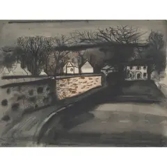 Robert Henderson Blyth, VILLAGE STREET, mixed media on paper
