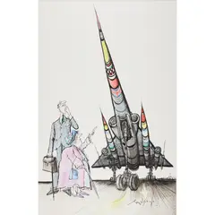 Ronald Searle, LEASING: 1, 1981, ink, watercolour and bodycolour