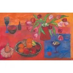 Ann Oram, PINK STILL LIFE - '97, watercolour