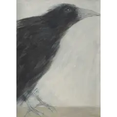 CROW by Joyce Gunn Cairns, Oil and pencil on board, sold Oct 2023