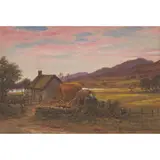 Waller Paton, FARMSTEAD AT SUNSET, 1876, watercolour