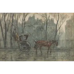 Herbert Marshall, GOING HOME: A WET MORNING, 1879, watercolour and pencil