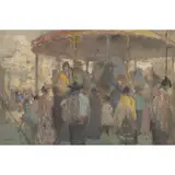John Rankine Barclay, MARKET SCENE, SPAIN, 1911, oil on board
