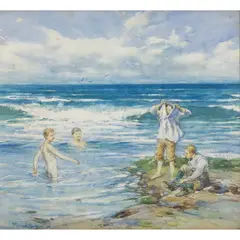 James Michael Brown, TAKING A DIP, watercolour and pencil