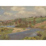 William Stewart MacGeorge, RIVER AVON AT LINLITHGOW BRIDGE, oil on canvasboard