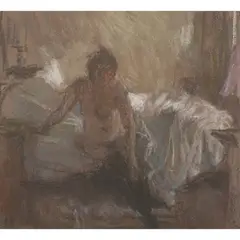 Bernard Dunstan, EARLY MORNING, pastel on grey paper