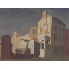 Wilhelmina Barns-Graham, BY CHELSEA OLD CHURCH (AFTER THE RAID), 1942, oil on canvas