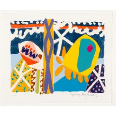Gillian Ayres, MALDONADA, 2017, woodcut on Unryushi Japanese paper