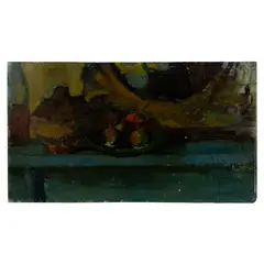 Christopher Chamberlain, STILL LIFE OF BOWL OF FRUIT AND VESSEL, oil on board