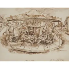 John Aldridge, SAN SEVERO, 1945, pencil, sepia ink and wash on paper