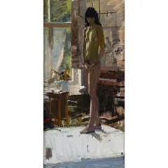 MODEL IN THE STUDIO by Ken Howard, oil on canvas, sold Apr 2024