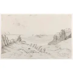 Tristram Hillier, ESTUARY AT LOW TIDE, 1954, pencil on squared-up paper