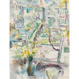 VIEW FROM A WINDOW, 1940 by John Bromfield Gay Rees, oil, pencil and watercolour on paper, offered Apr 2024