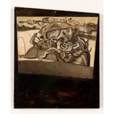 Bryan Ingham, ROMANTIC LANDSCAPE, 1970, etching mounted on artist-shaped panel