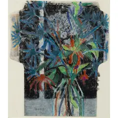 Margaret Mellis, THISTLES AT NIGHT, initialled in pencil (lower left), pastel on unfolded envelope