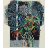 Margaret Mellis, THISTLES AT NIGHT, initialled in pencil (lower left), pastel on unfolded envelope