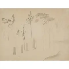 Christopher Wood, TREES IN THE SOUTH OF FRANCE, 1928, and inscribed Redfern Nov 18 1968 in pencil (to reverse of sheet), pencil on paper