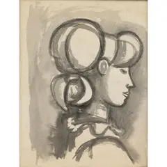 George Kennethson, GIRL'S HEAD, brush and ink with wash on paper
