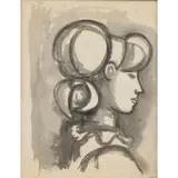 George Kennethson, GIRL'S HEAD, brush and ink with wash on paper