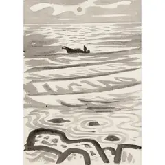George Kennethson, FISHERMAN, DORSET, C. 1970s, initialled in pencil (lower left), brush and ink on paper