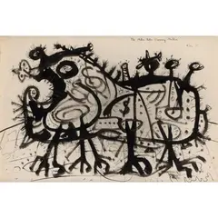Jeff Keen, The Million Dollar Devouring Machine, 1950, ink on paper