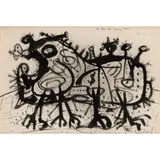 Jeff Keen, The Million Dollar Devouring Machine, 1950, ink on paper