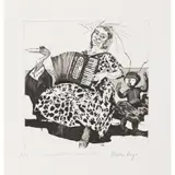 Paula Rego, Accordion, c.2000s (Rosenthal 279), etching on Somerset Satin paper