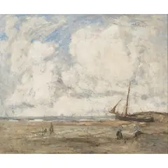 William Alfred Gibson, BEACHED FISHING BOATS, oil on canvas