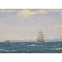 Patrick Downie, THE GREEN BARQUE OFF TURNBERRY LIGHT, watercolour