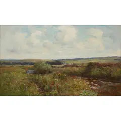Joseph Morris Henderson, A SUMMER LANDSCAPE BY THE STREAM, oil on canvas