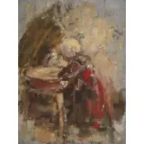 Robert Gemmell Hutchison, WASH DAY, Oil on canvasboard
