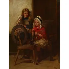 William Stewart, THIS IS THE WAY THAT GRANNY SPINS, oil on canvas